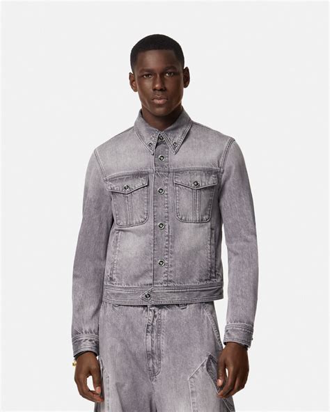 versace jeans grey quilted jacket|Versace jean jacket sale.